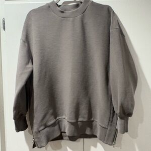 Varley Ribbed Gray Pullover Side Zippers S